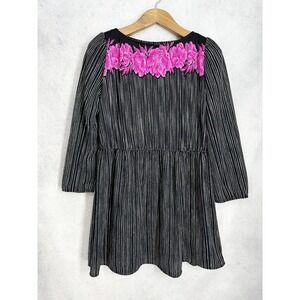 Urban Renewal Vintage Fabric Stripe Floral Mini Dress Black Pink Size Small